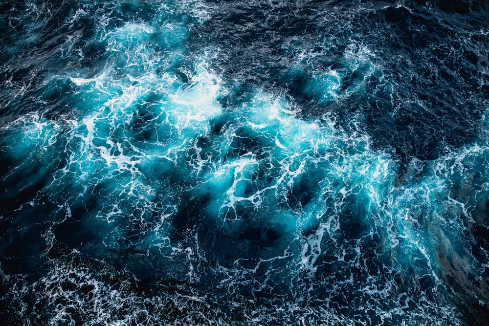 blue and white water waves