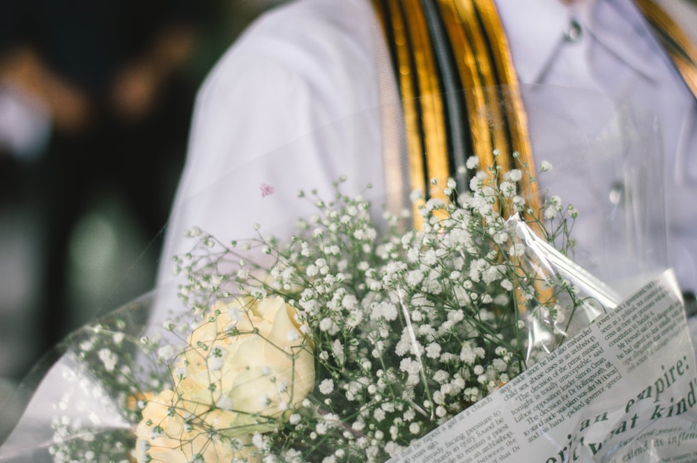 white flowers on white paper