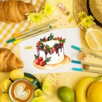 A vibrant flat lay of healthy foods and a printed checklist from the ebook