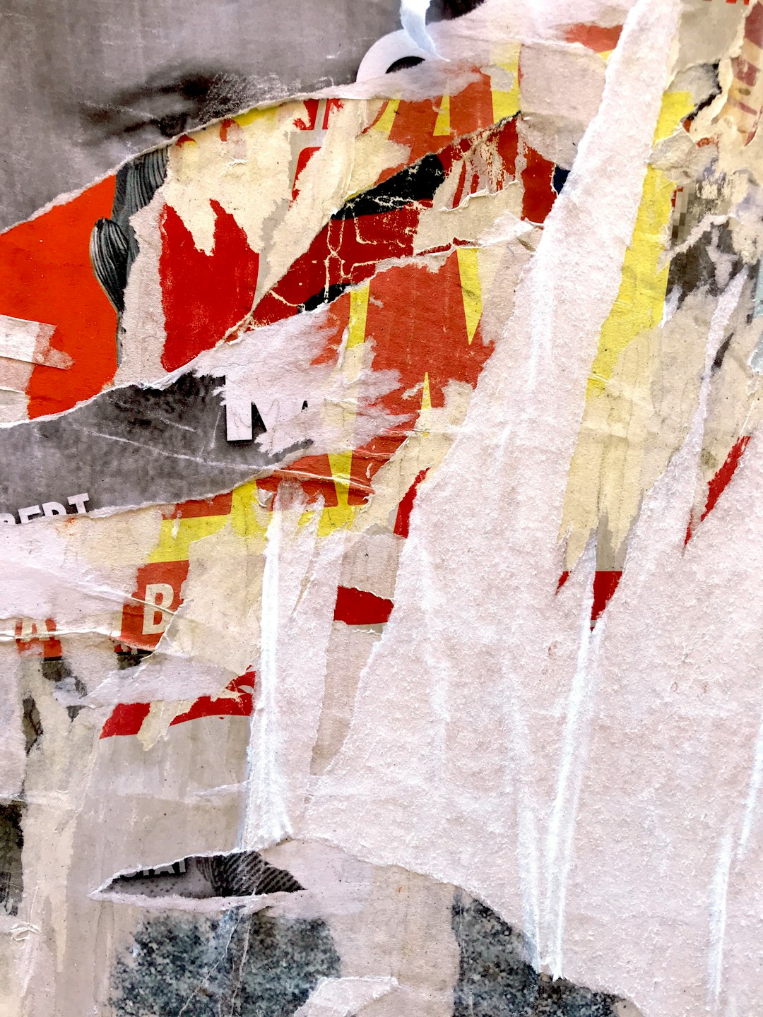 white red yellow and black abstract painting