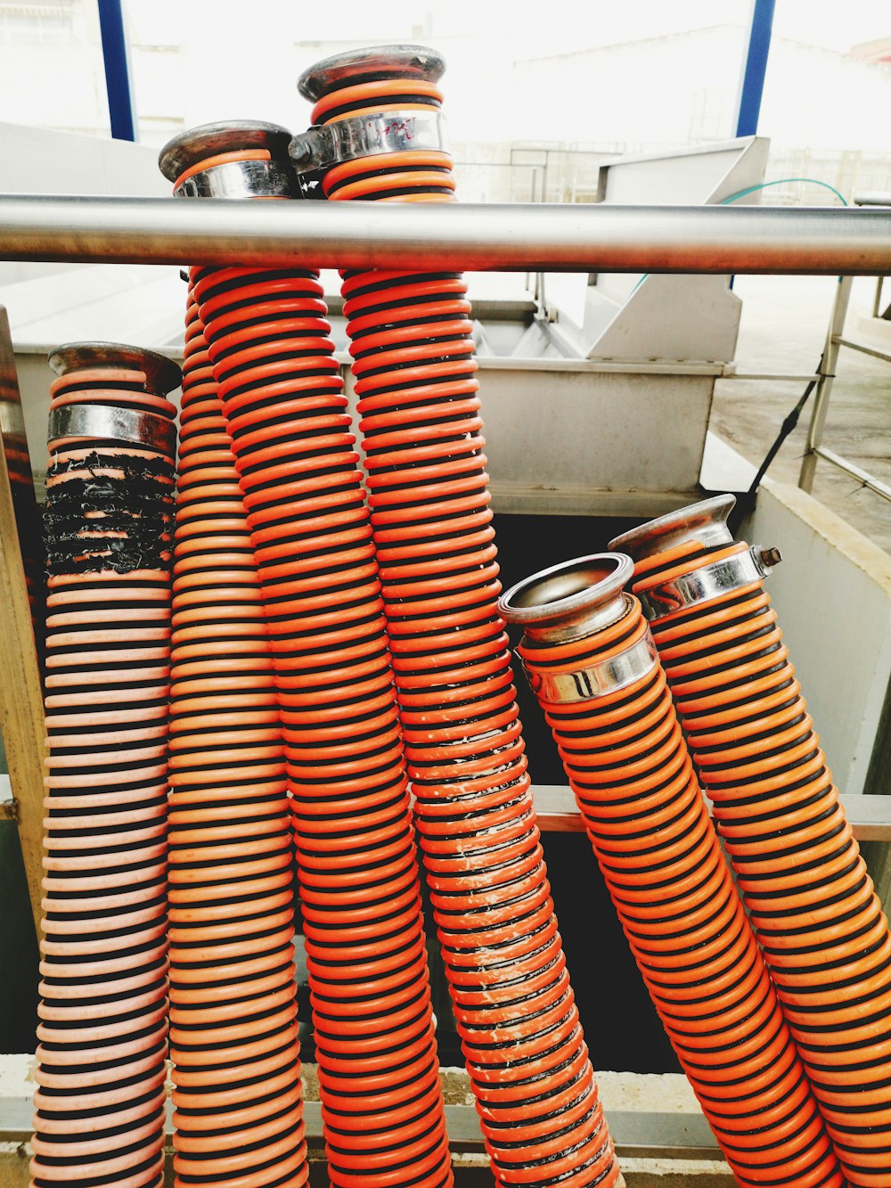 orange and black labeled cans