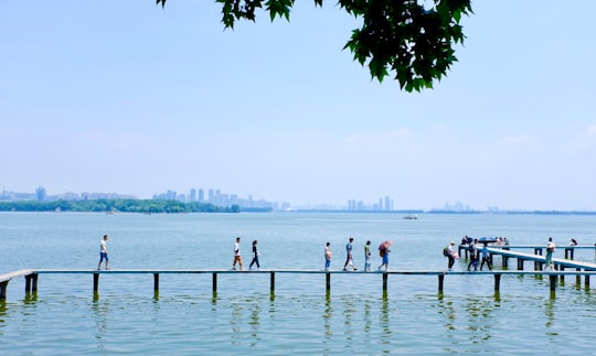 people standing on sea dock during daytime in East Lake China
