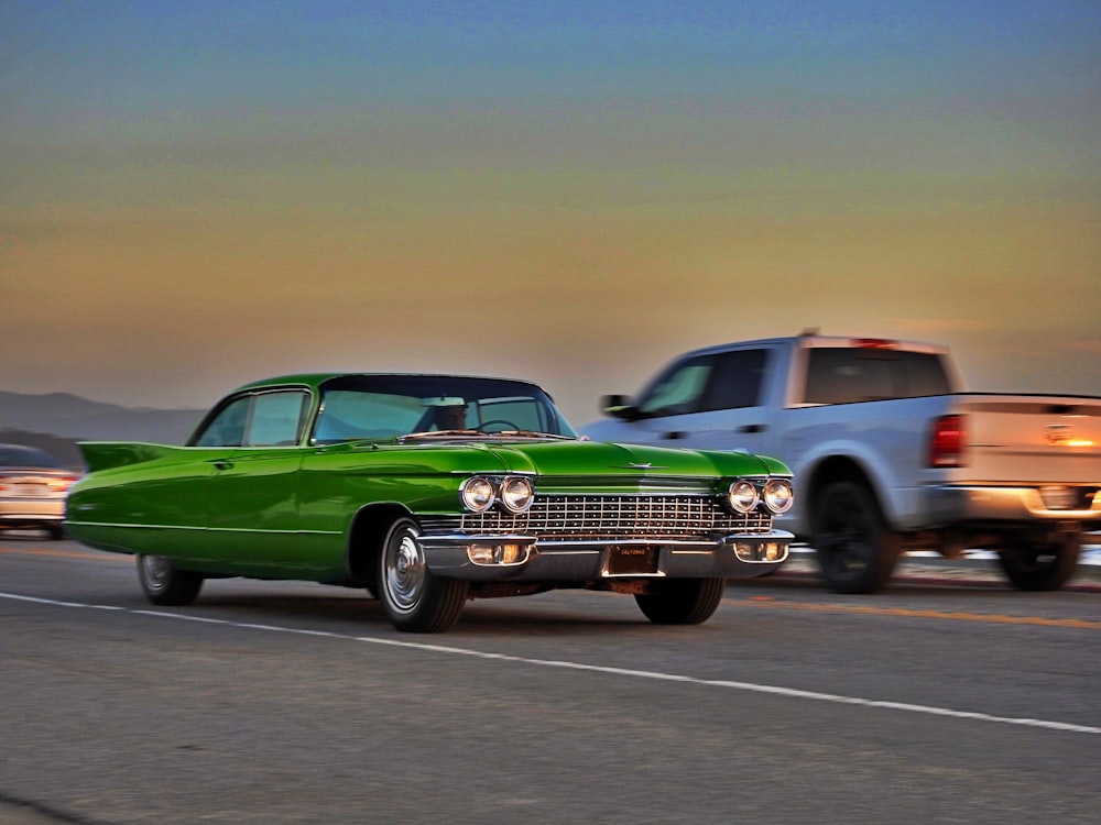 green chevrolet camaro on road during daytime