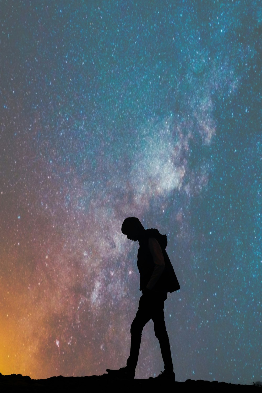 silhouette of man standing under blue sky photo – Free Grey Image on Unsplash