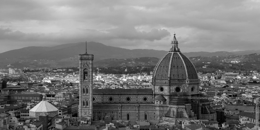 grayscale photo of dome building