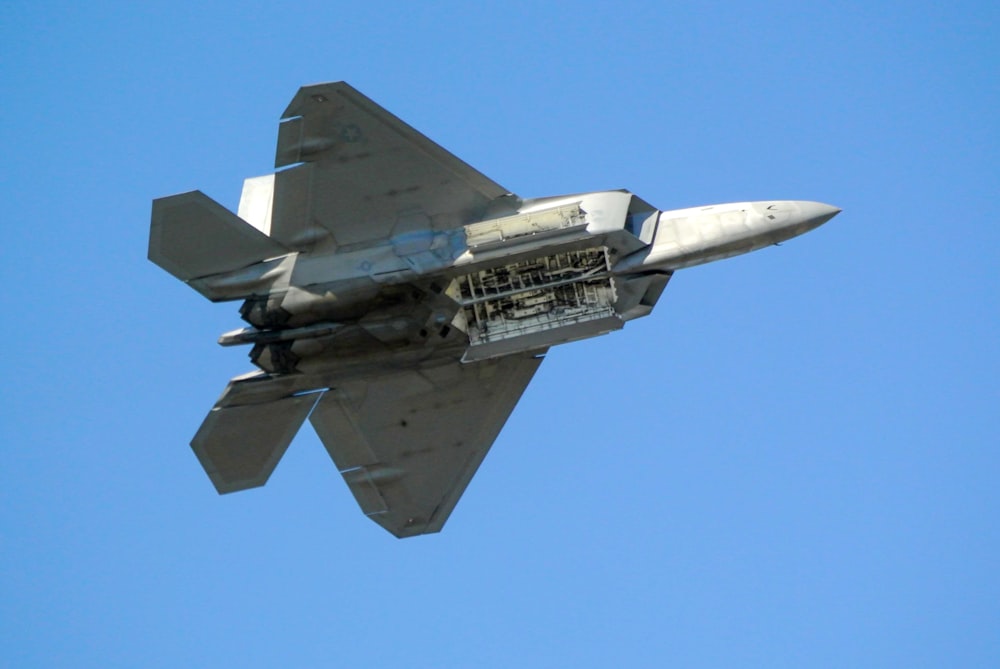 gray fighter jet in mid air during daytime