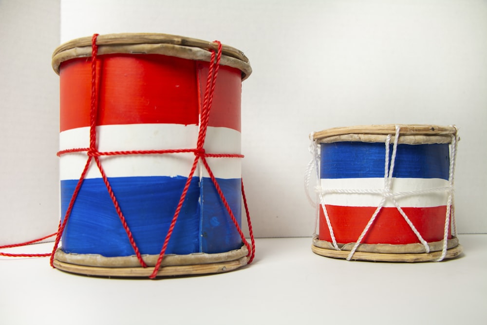 red white and blue drum set