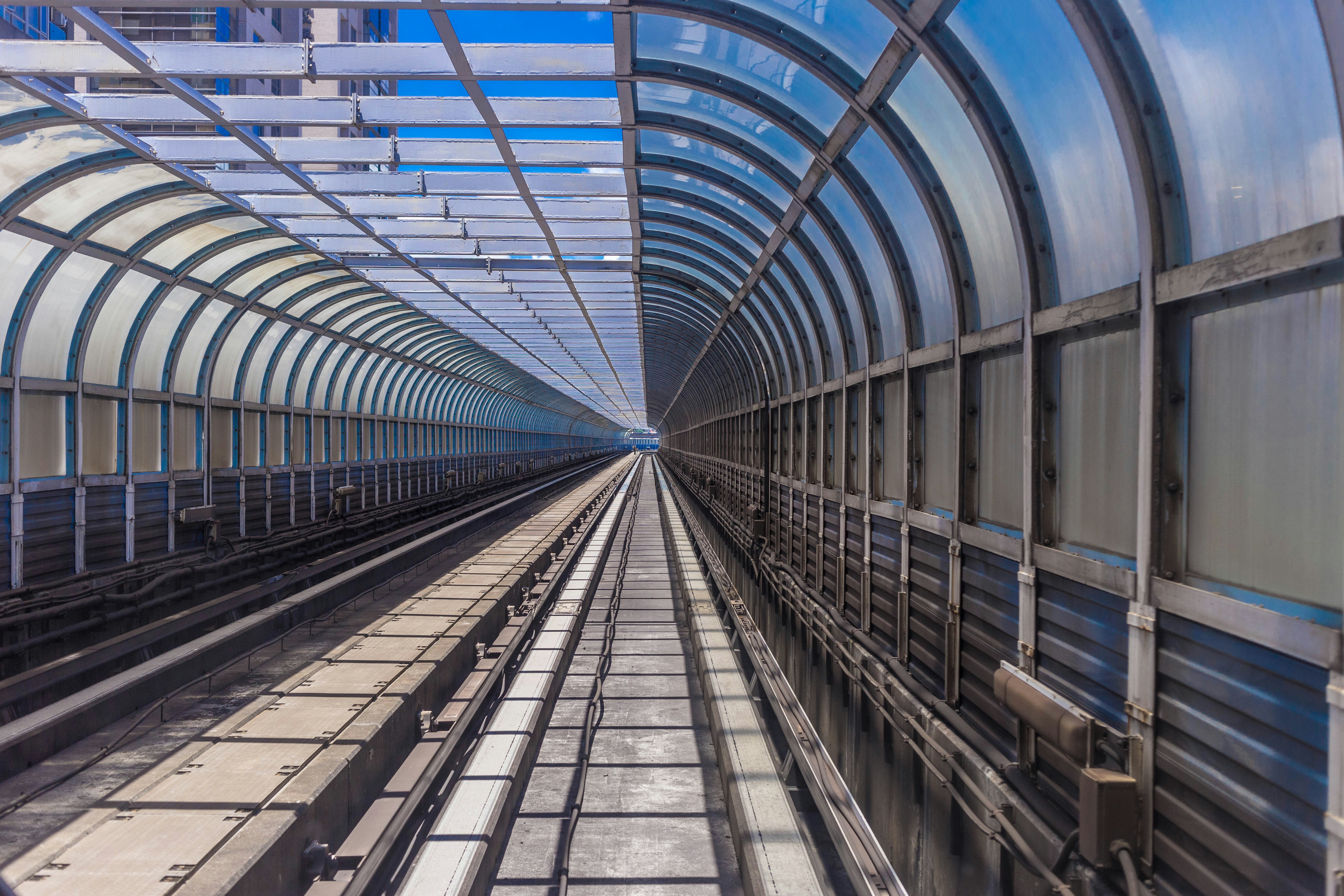 train rail in a train station