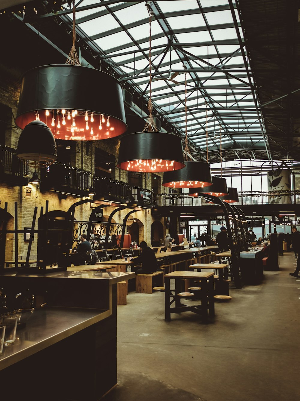 black and red pendant lamps