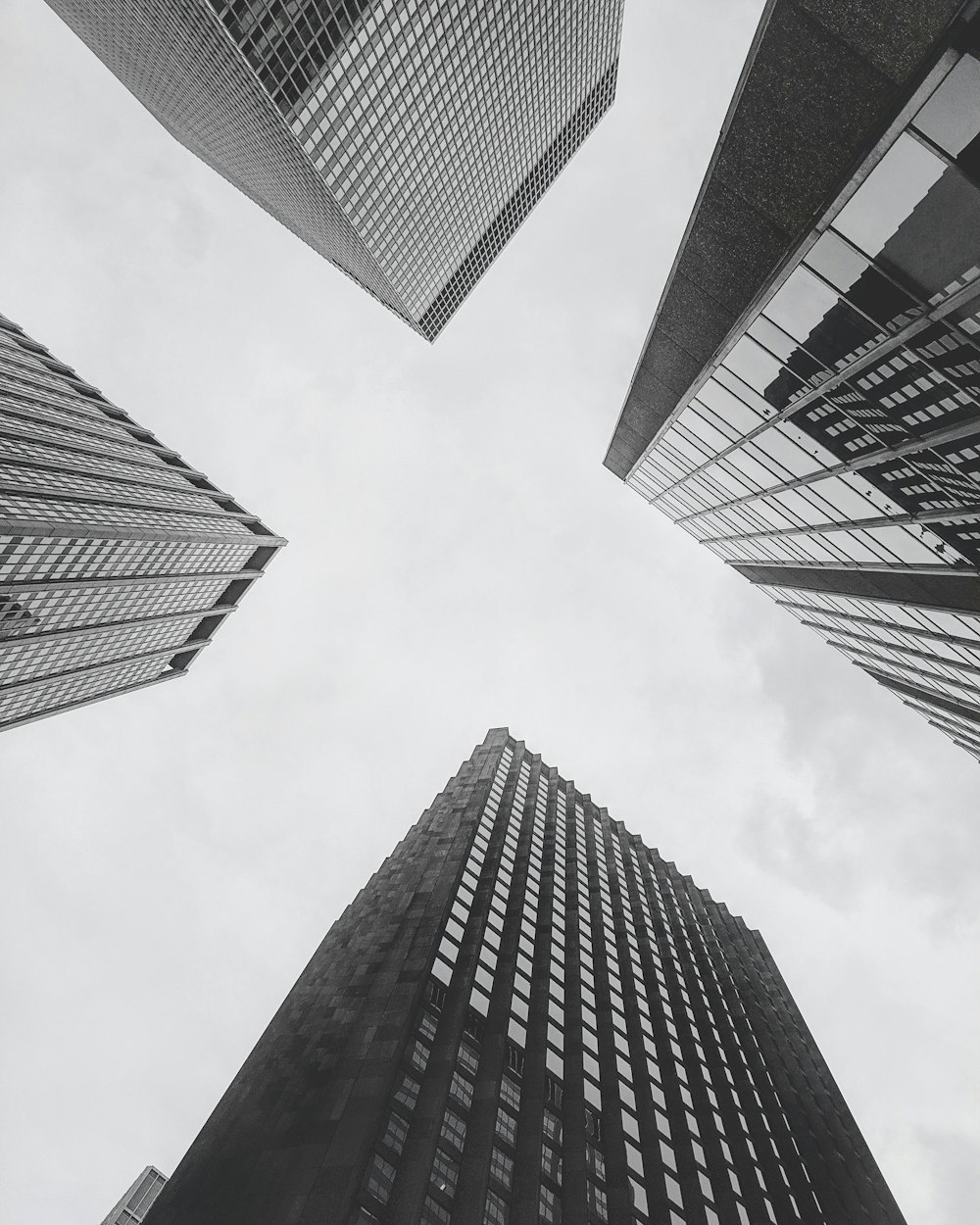 Vista a ojo de gusano de los edificios de la ciudad durante el día