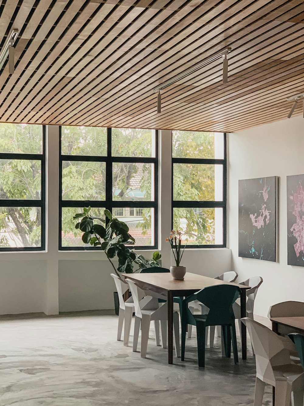 brown wooden table and chairs