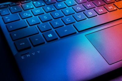 blue and black laptop computer