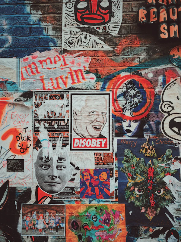 Street art mural with vibrant colours and bold lettering