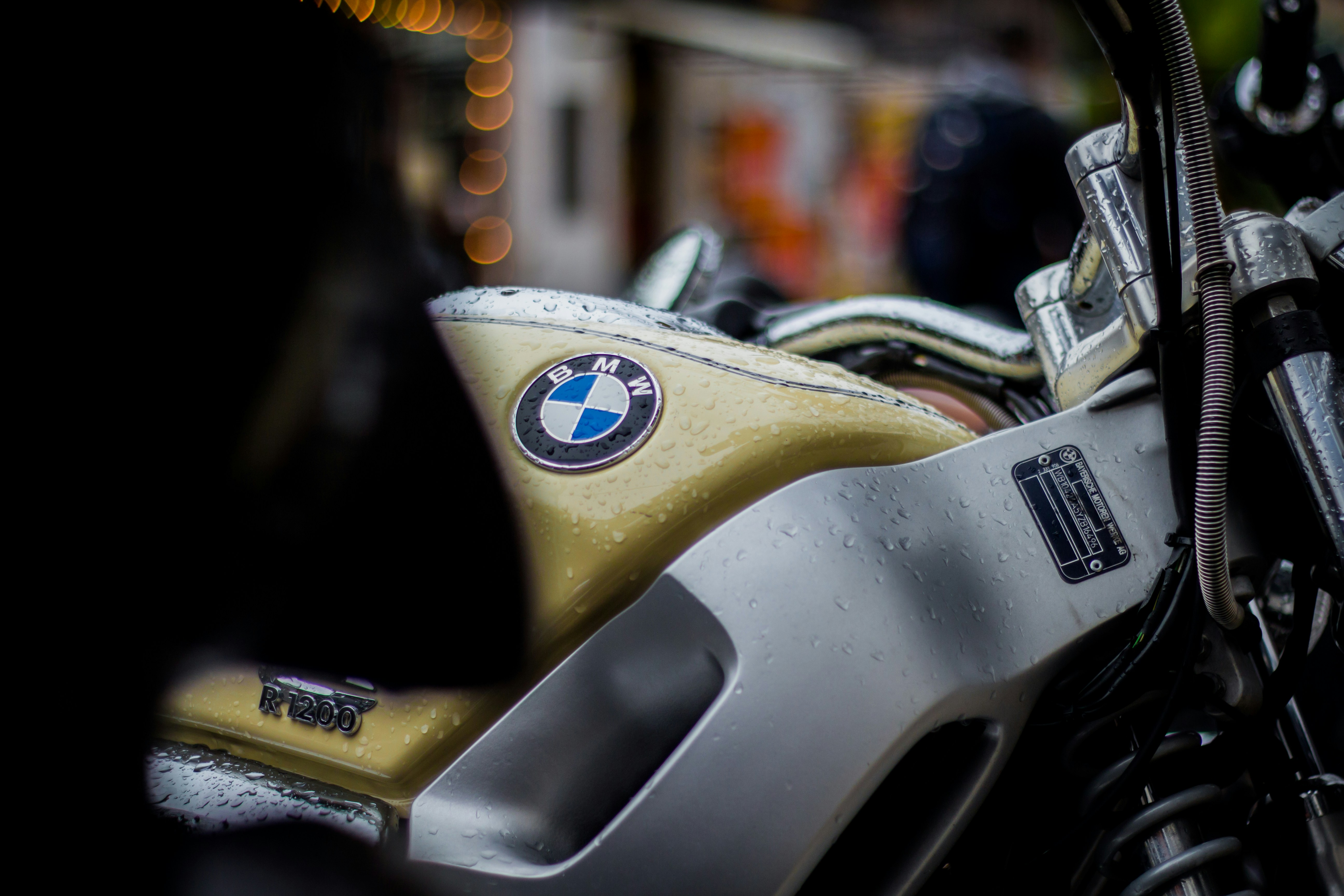 BMW motorcycle on the rain