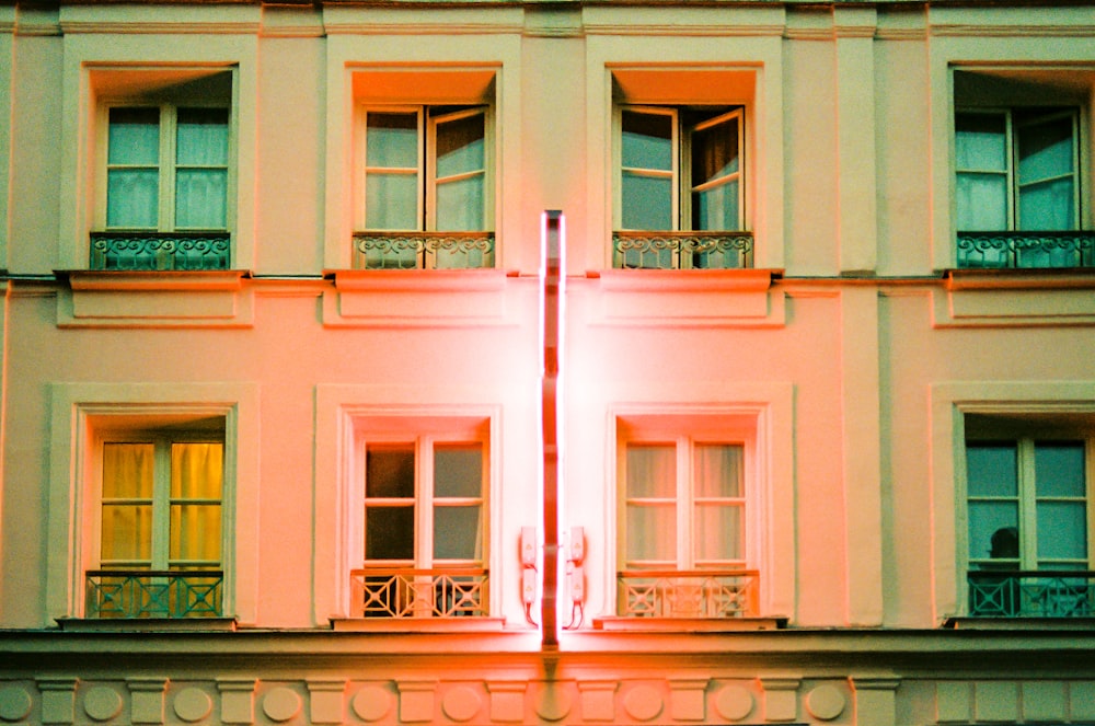 pink and white concrete building