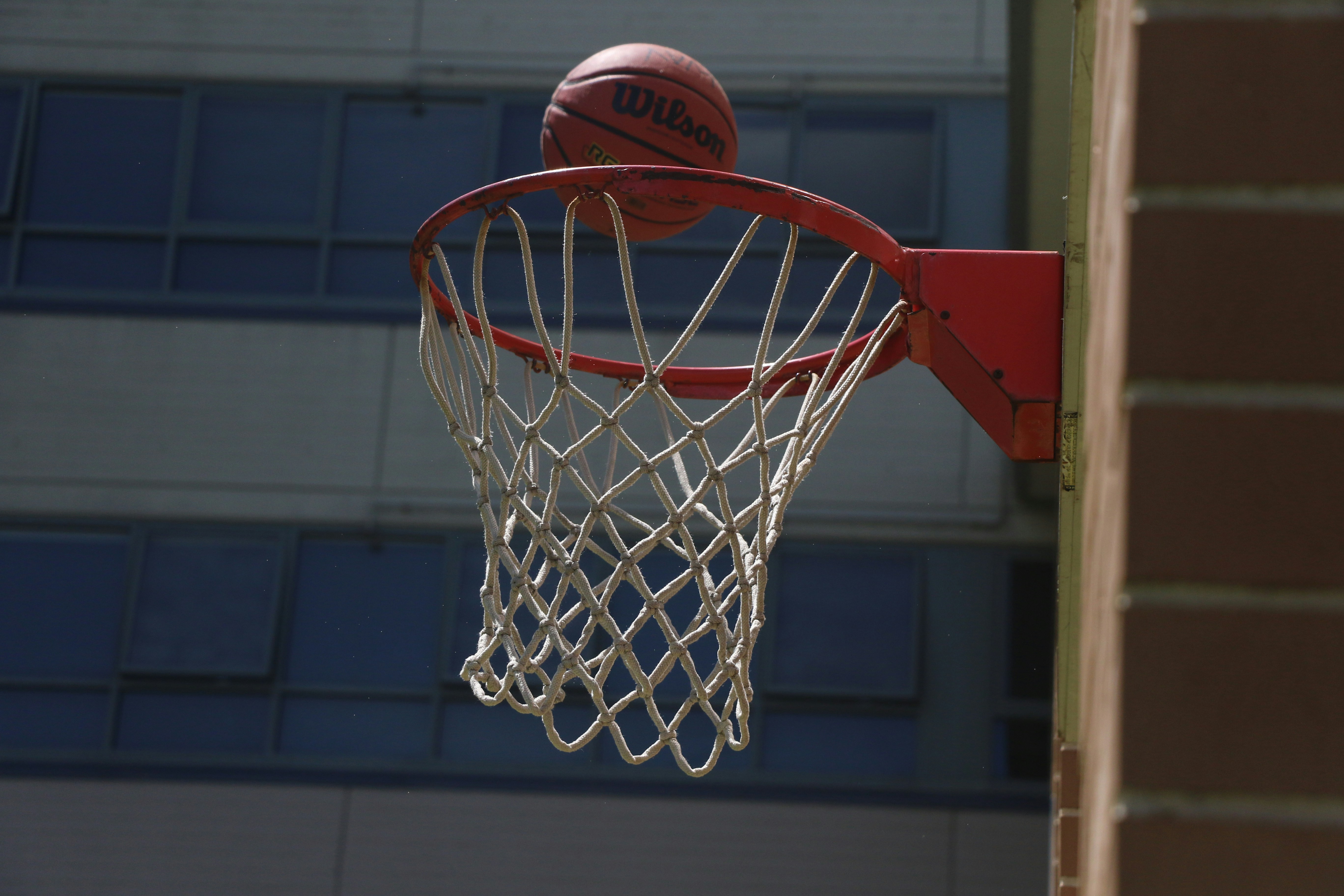 red and white basketball hoop