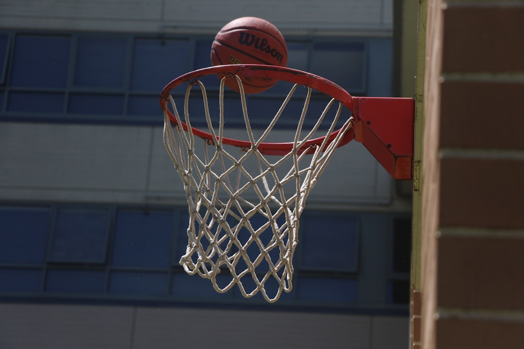 red and white basketball hoop