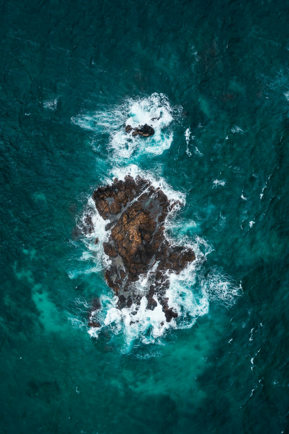 aerial view of ocean waves