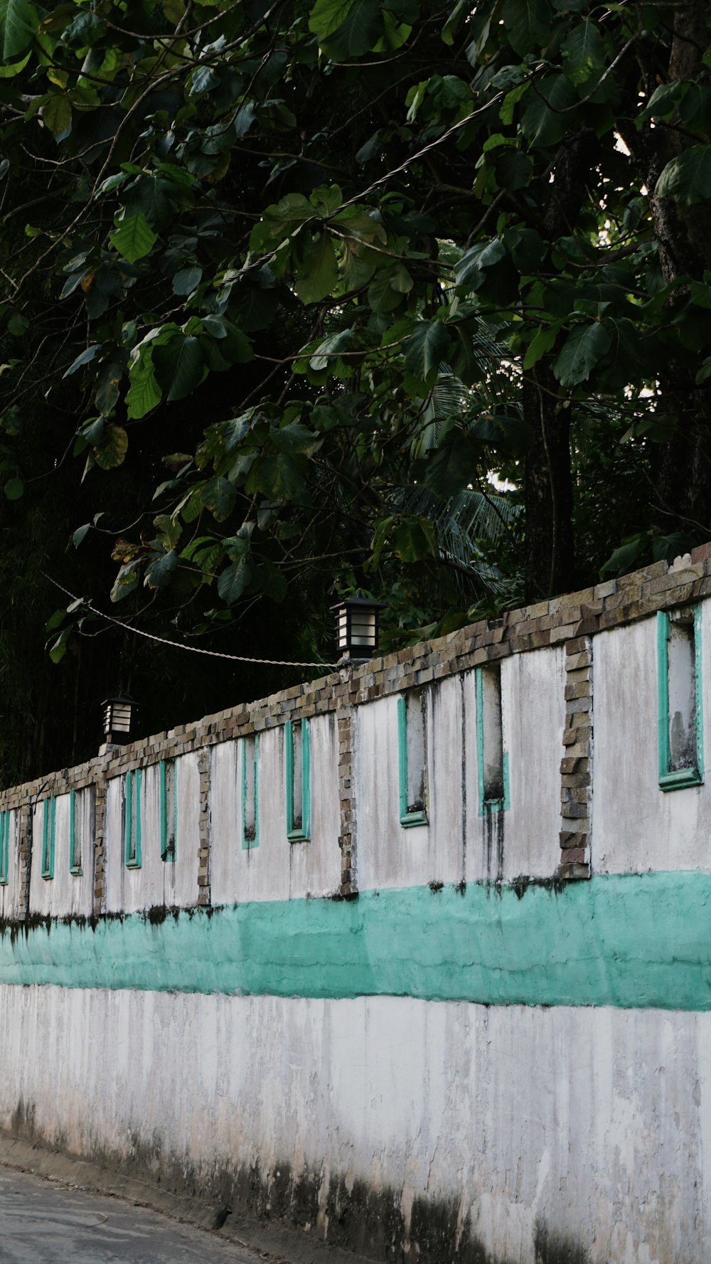 blue and white concrete building