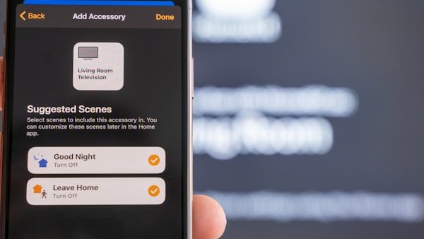 A screenshot of iOS showing an accessory screen within the Home App.