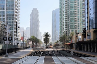 gray concrete road between high rise buildings during daytime