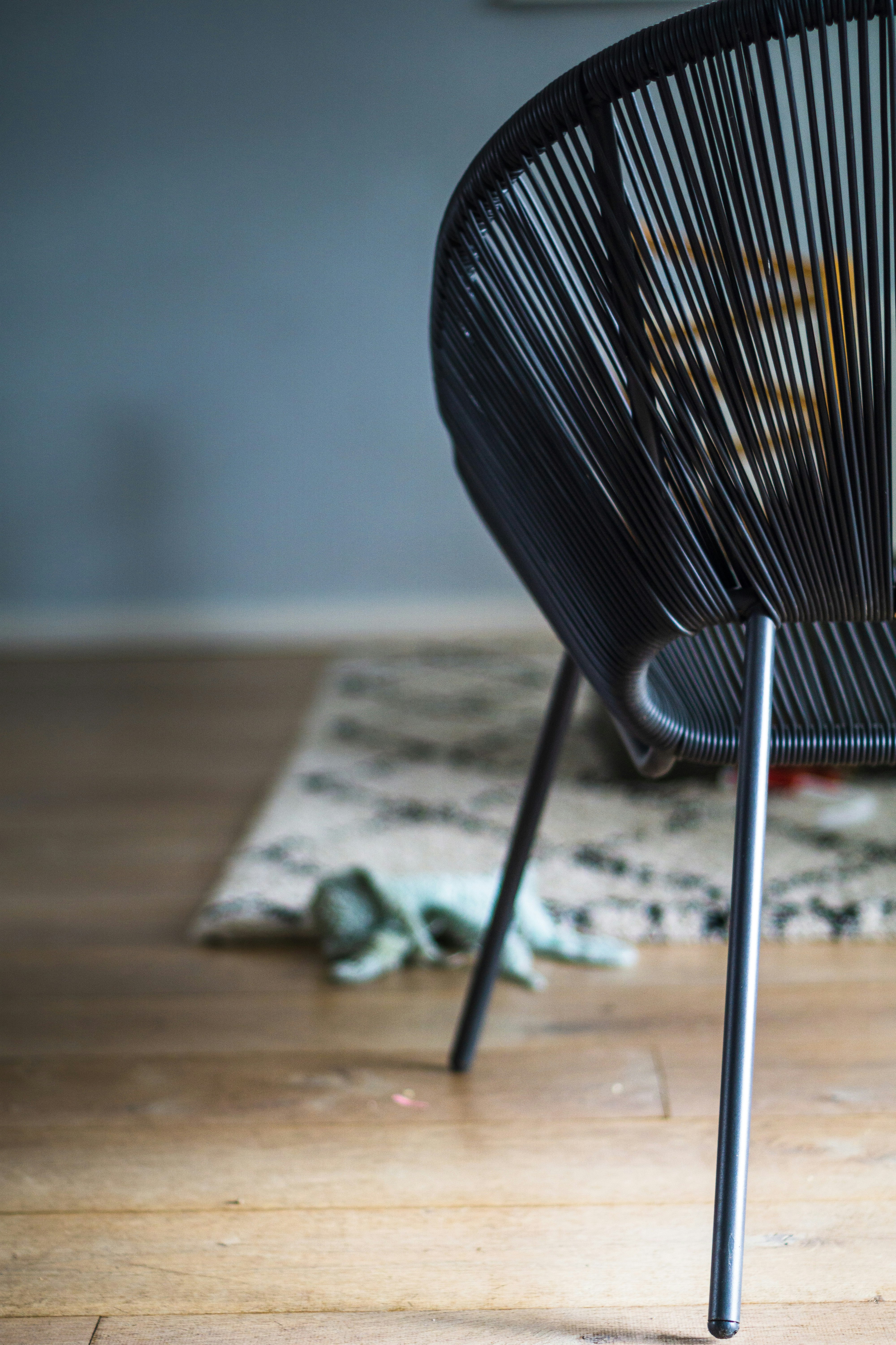 Abstract minimal close up shot of a chair in a living room