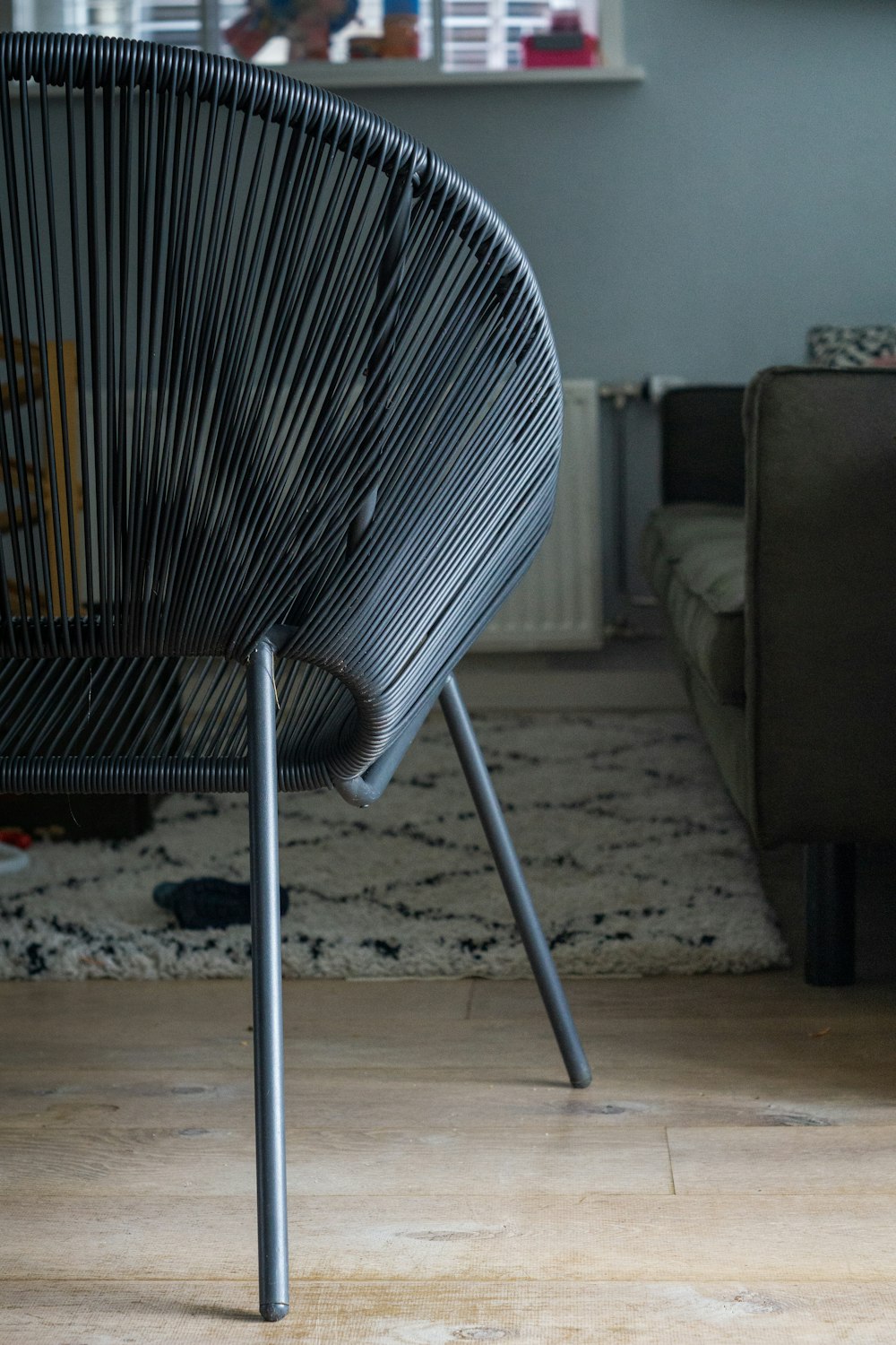 gray and white striped chair