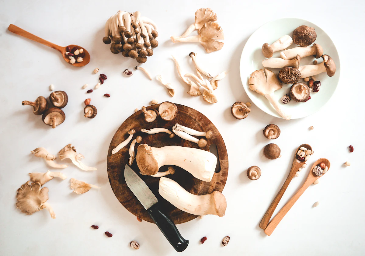 Mushrooms prepared as ingredients for a home-cooked meal