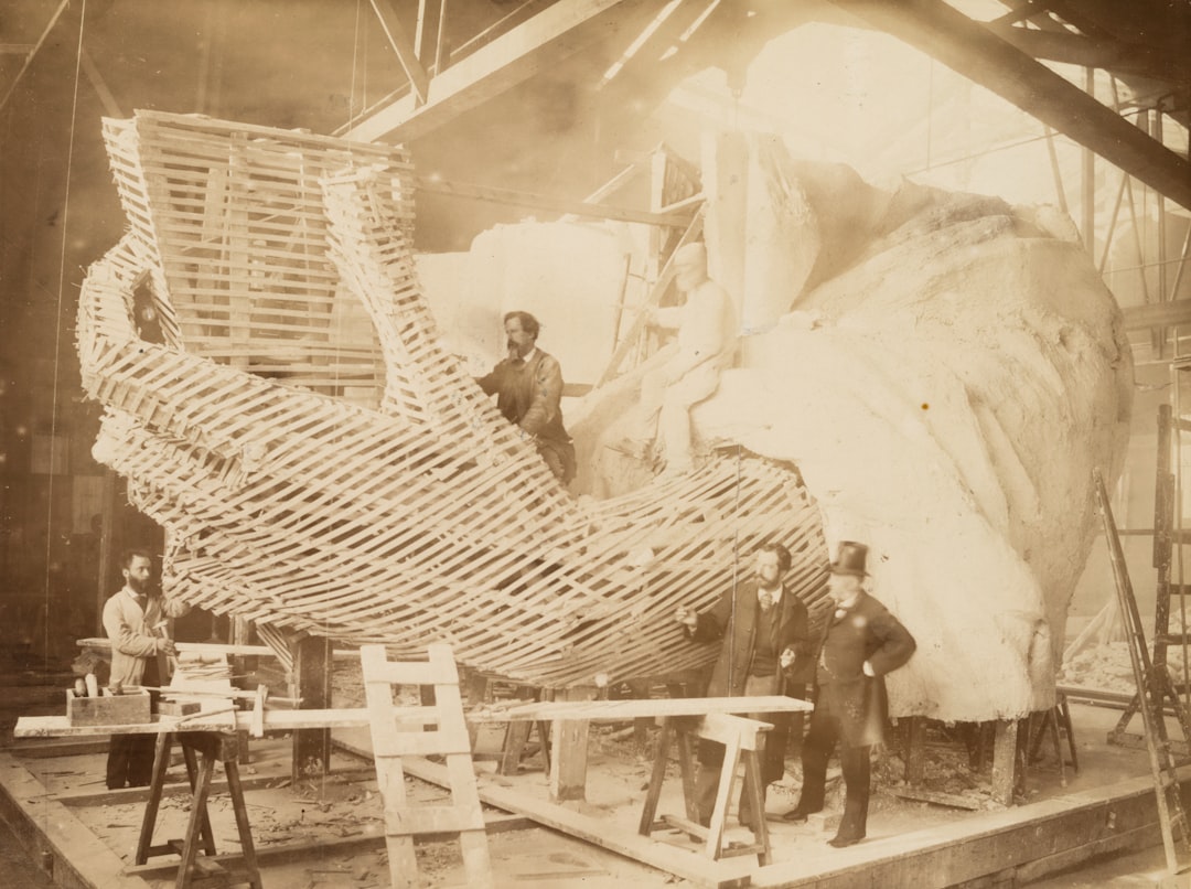 the Statue of Liberty under construction 