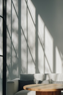 white and black window curtain