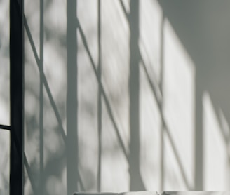 white and black window curtain