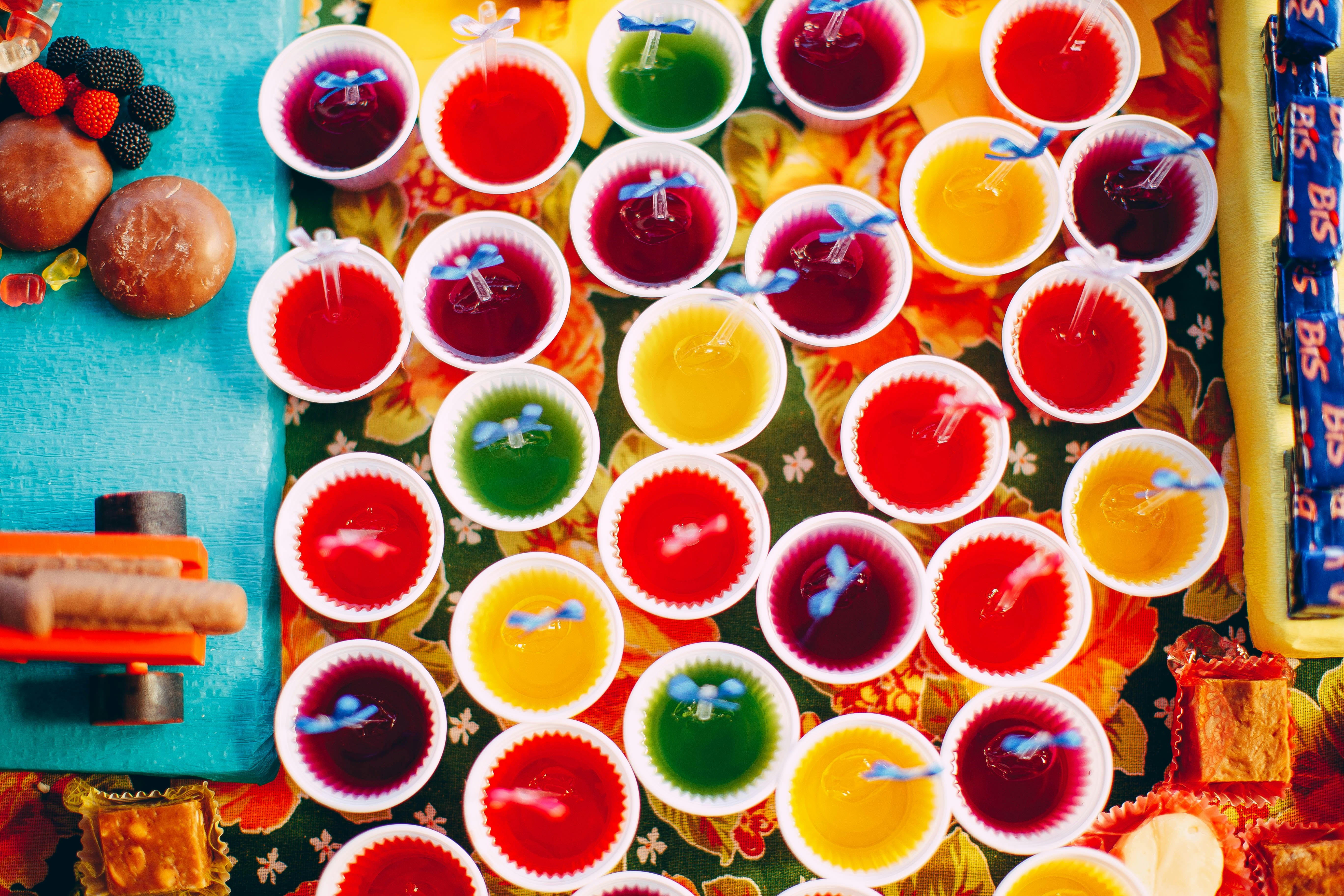 Colorful ice cream cups at a birthday party