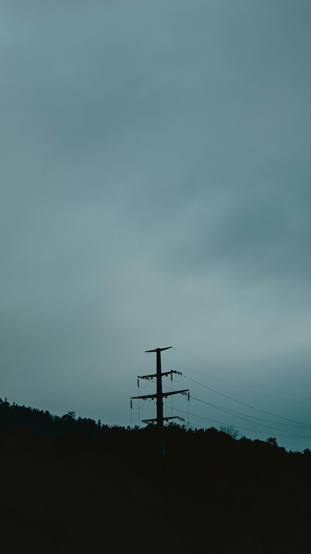 black electric post under gray sky