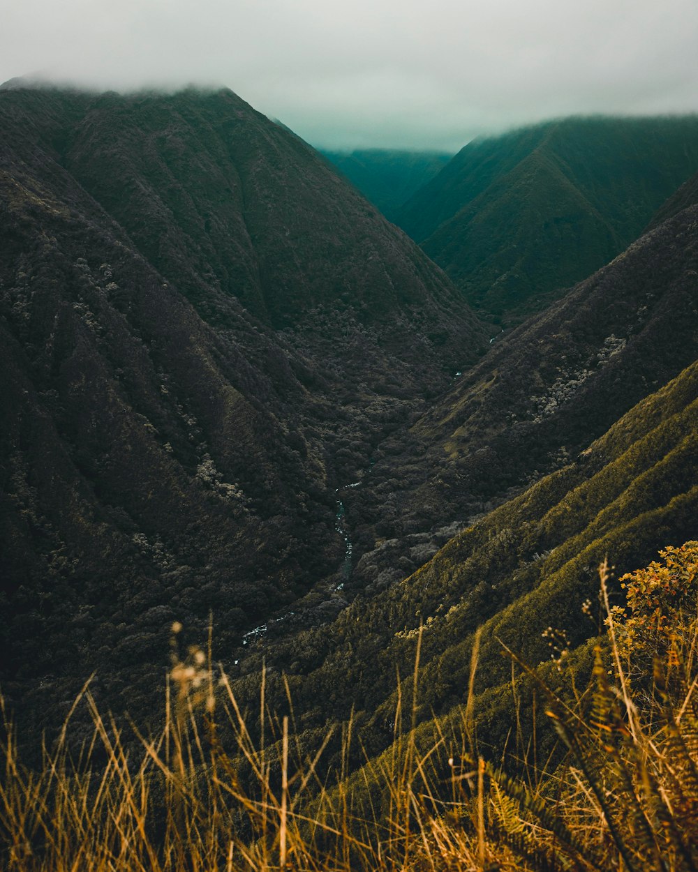 green and brown mountains under white sky during daytime