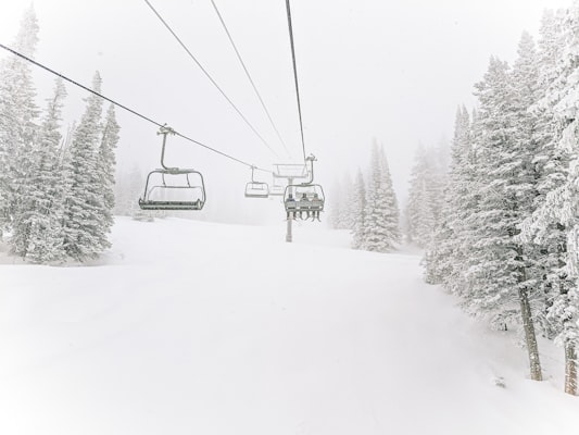 Gondola cabin in a snowstorm at Steamboat