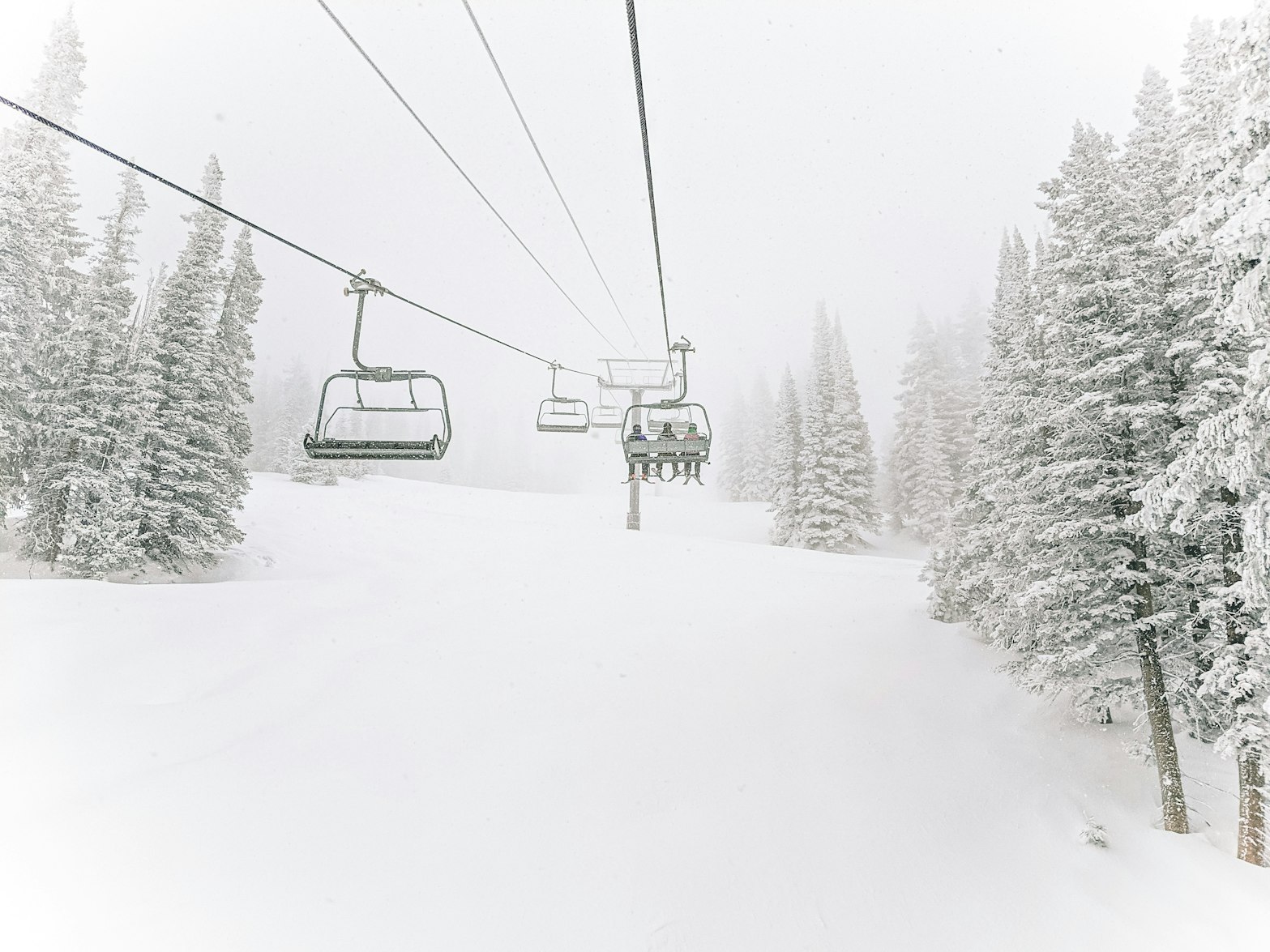 snowy mountain pass with ski life in Steamboat Springs, CO