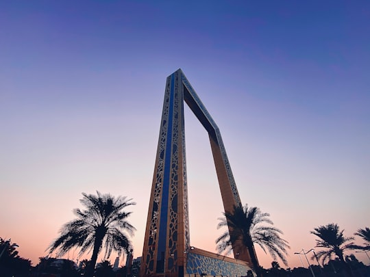 palm tree near brown building in Dubai Frame United Arab Emirates