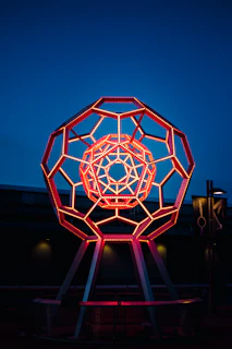 red and blue round light