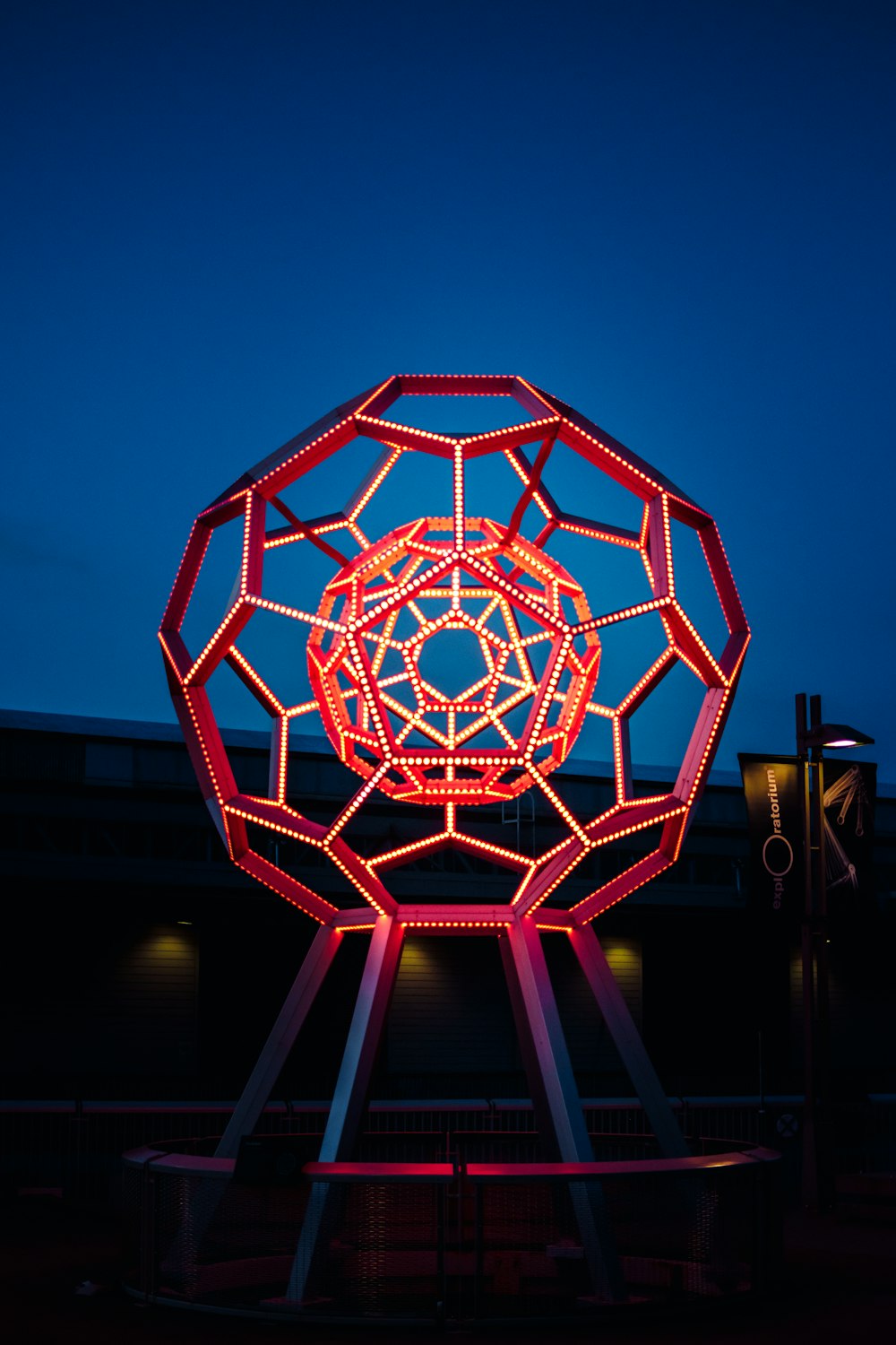 red and blue round light