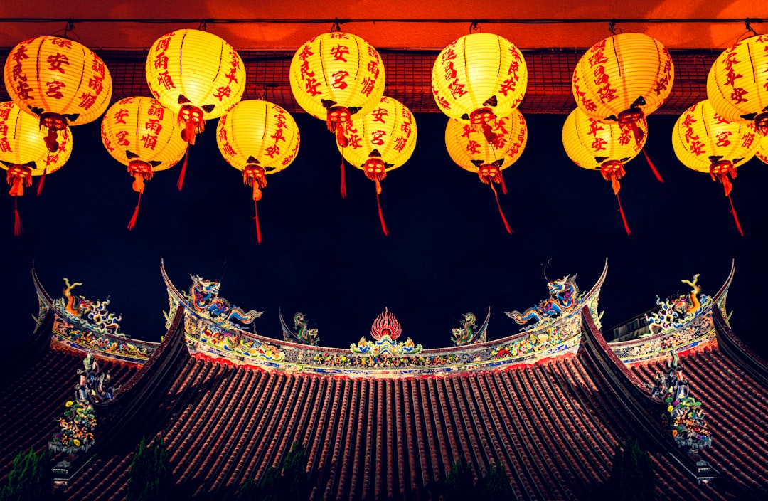 yellow and red chinese lanterns