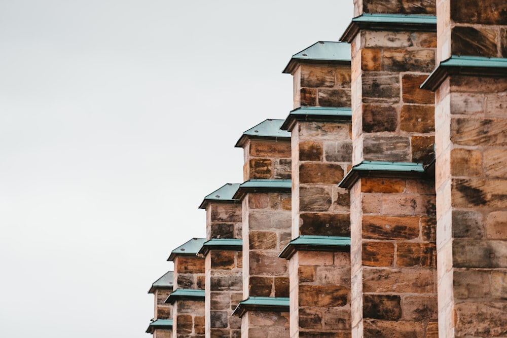 brown and blue concrete building