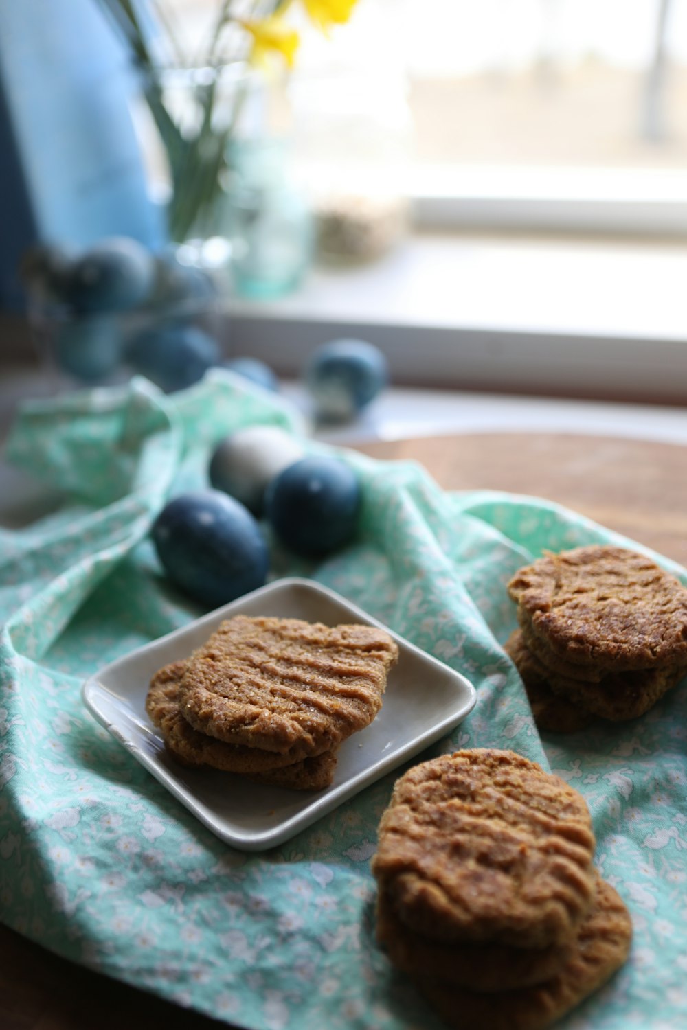 brown cookies on white ceramic plate