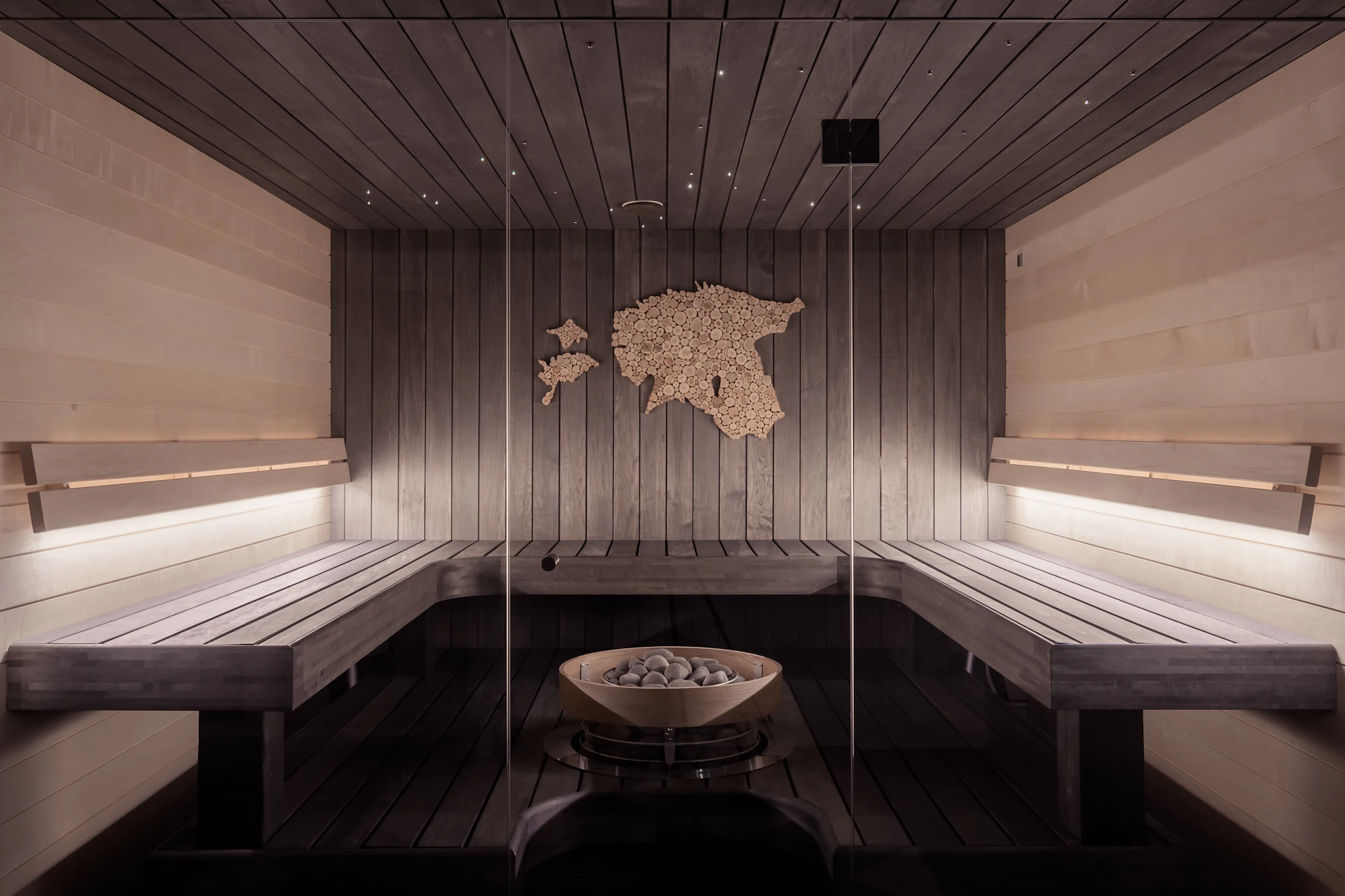 Warm thermal suite with a luxury soaking bath and hot stones