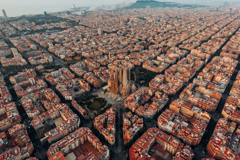 Stad van Barcelona vanaf boven 