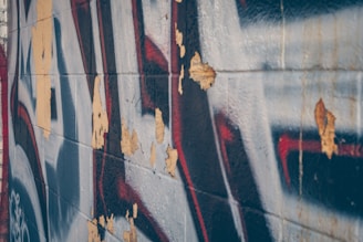 A close-up of a textured urban wall with graffiti art, symbolizing rebellion and creativity.