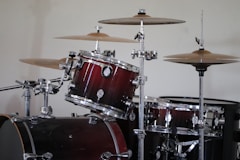 red and white drum set