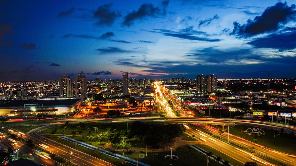 time lapse photography of city lights during night time