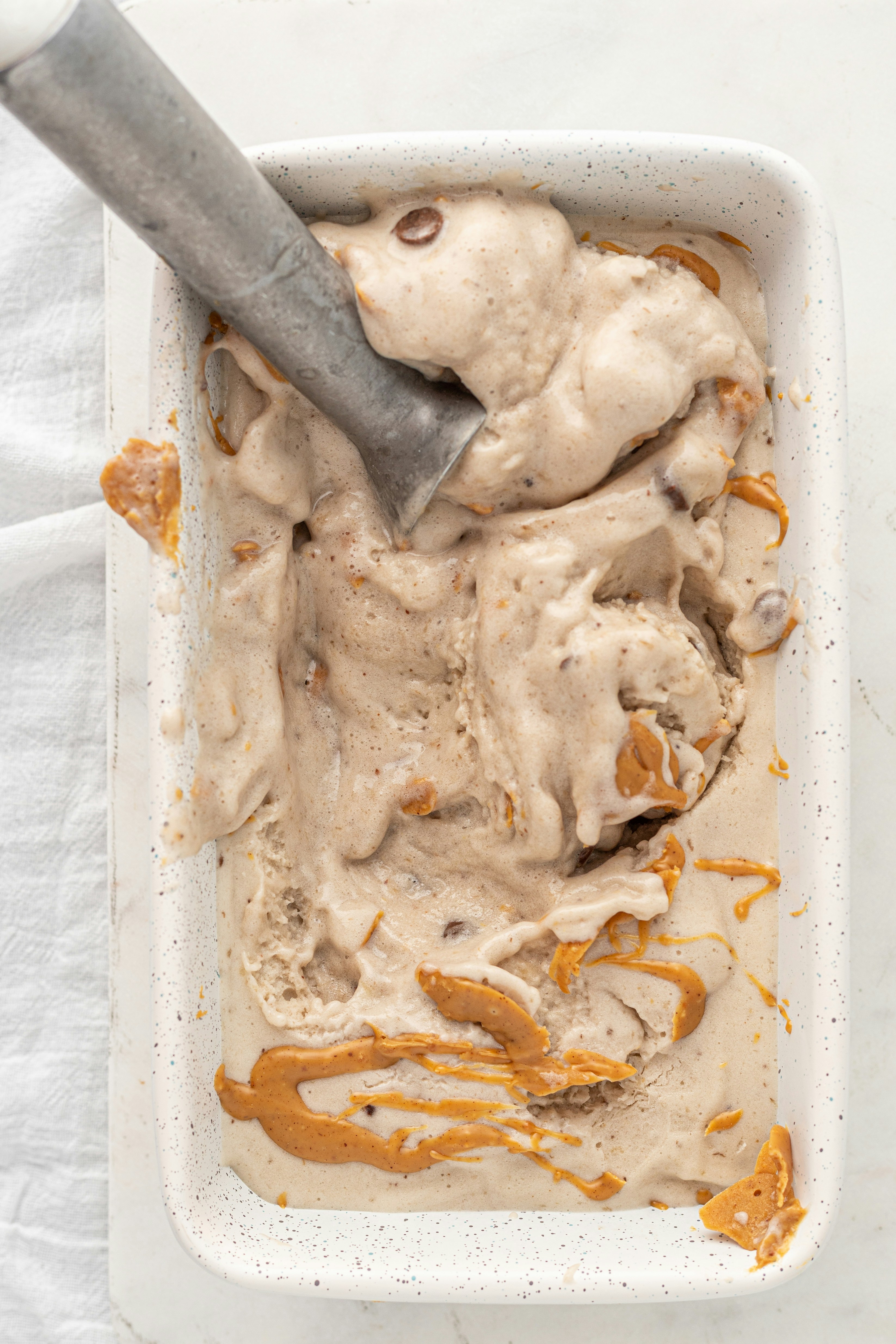 white and brown ice cream