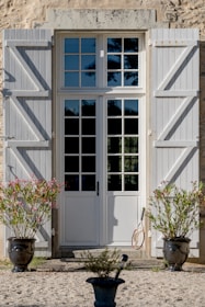 white wooden framed glass window
