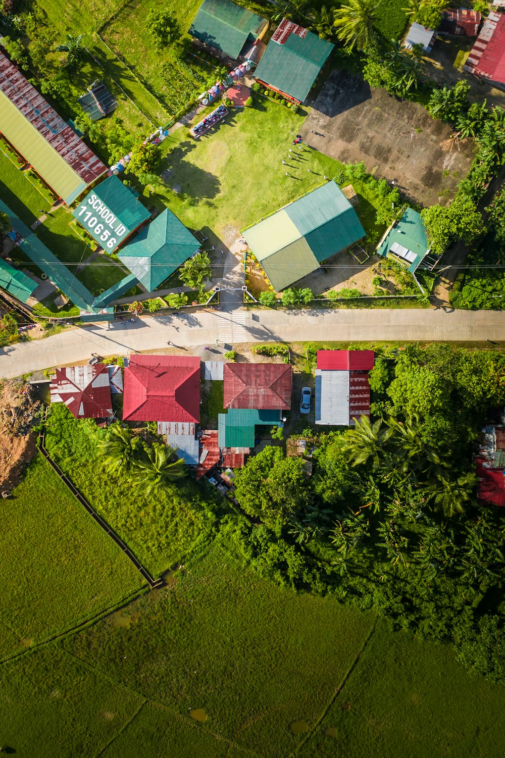 aerial view of houses and trees during daytime